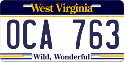 WV license plate OCA763