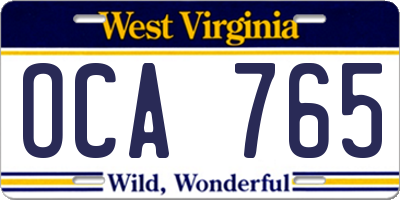 WV license plate OCA765
