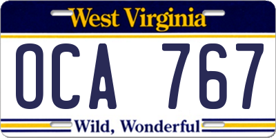 WV license plate OCA767
