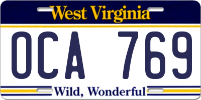 WV license plate OCA769