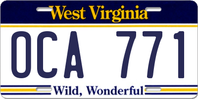 WV license plate OCA771