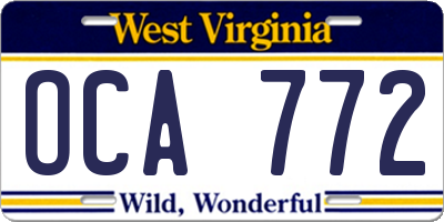 WV license plate OCA772