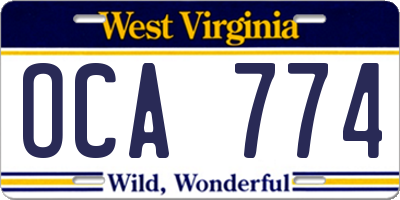 WV license plate OCA774