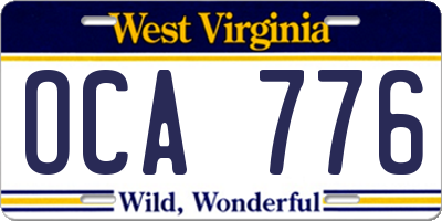 WV license plate OCA776