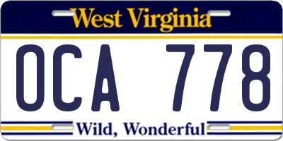 WV license plate OCA778