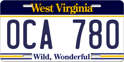 WV license plate OCA780