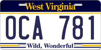 WV license plate OCA781