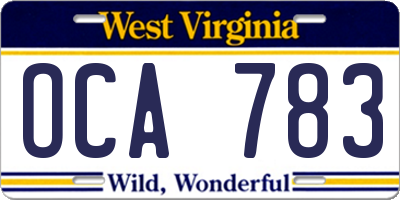 WV license plate OCA783