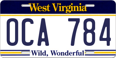WV license plate OCA784