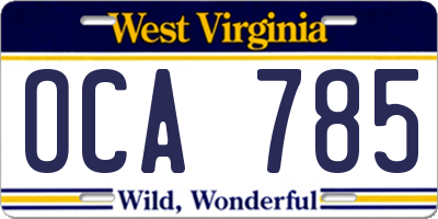 WV license plate OCA785
