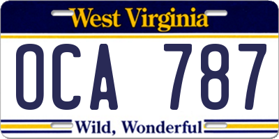 WV license plate OCA787