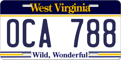 WV license plate OCA788