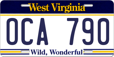 WV license plate OCA790