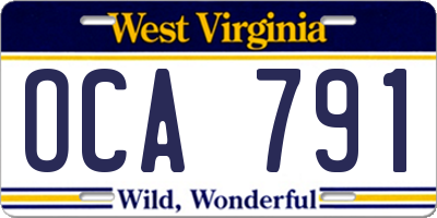WV license plate OCA791