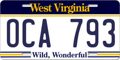 WV license plate OCA793