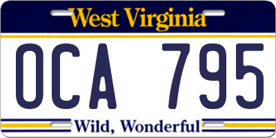 WV license plate OCA795