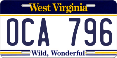 WV license plate OCA796