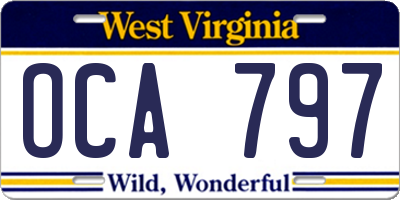 WV license plate OCA797