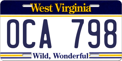 WV license plate OCA798