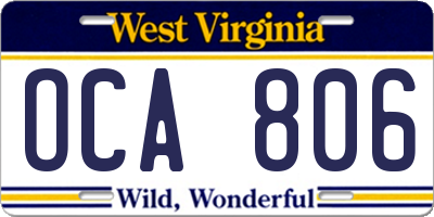 WV license plate OCA806