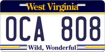 WV license plate OCA808