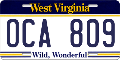 WV license plate OCA809