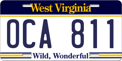 WV license plate OCA811