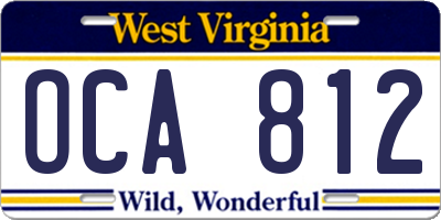 WV license plate OCA812