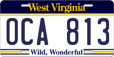 WV license plate OCA813