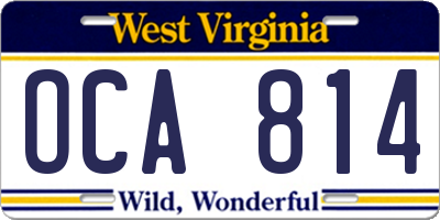 WV license plate OCA814