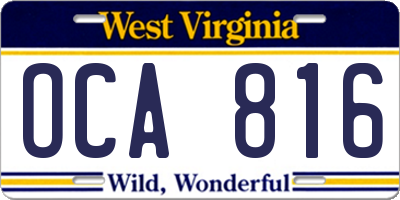 WV license plate OCA816