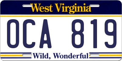WV license plate OCA819