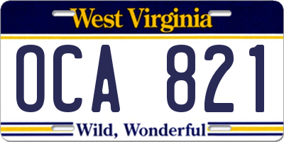 WV license plate OCA821
