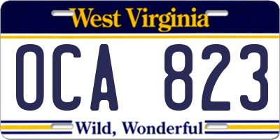 WV license plate OCA823