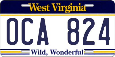 WV license plate OCA824