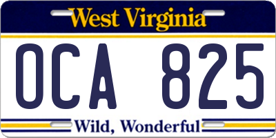 WV license plate OCA825