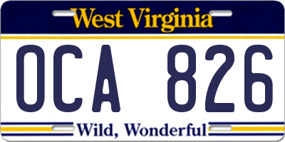 WV license plate OCA826