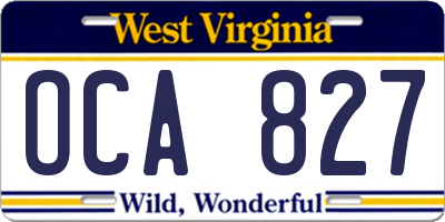 WV license plate OCA827