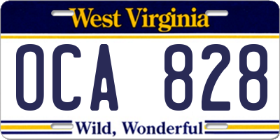 WV license plate OCA828
