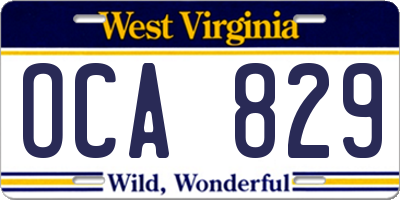 WV license plate OCA829