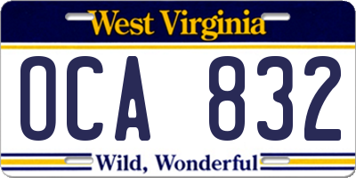 WV license plate OCA832