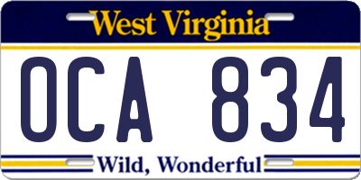WV license plate OCA834