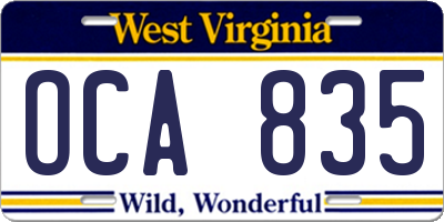 WV license plate OCA835
