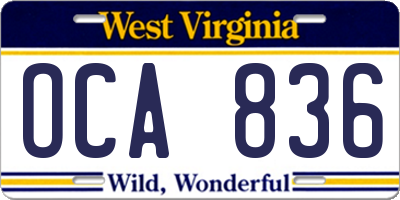 WV license plate OCA836