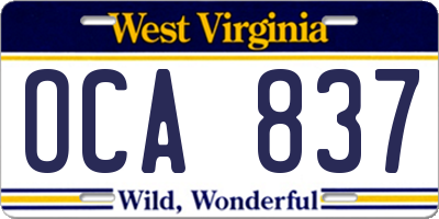 WV license plate OCA837