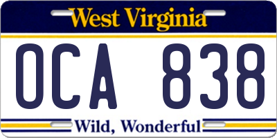 WV license plate OCA838