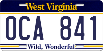 WV license plate OCA841