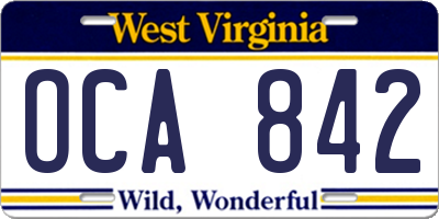 WV license plate OCA842