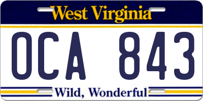 WV license plate OCA843
