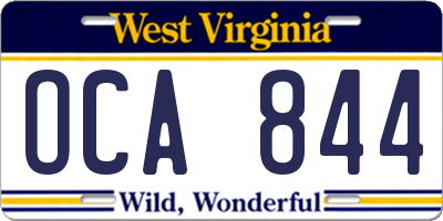 WV license plate OCA844